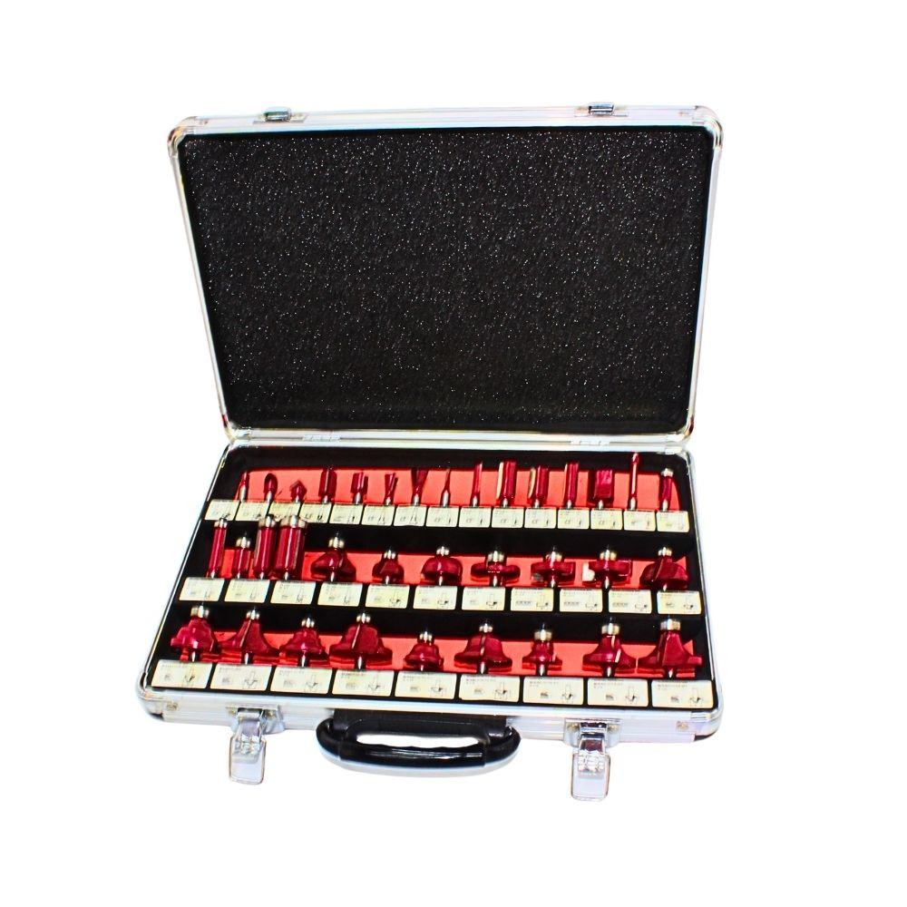 Hongda Kit de Fresas para Router 6 mm (35 piezas) con maletín